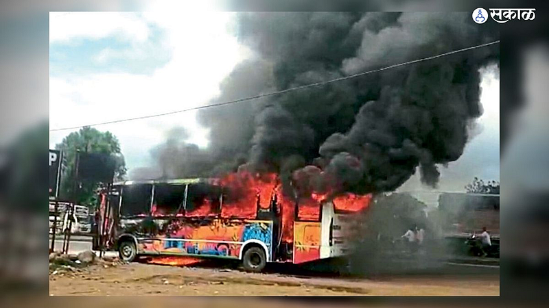 Smart City Bus fire Aurangabad Jalna road