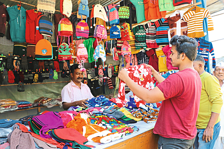 Citizens while buying sweaters