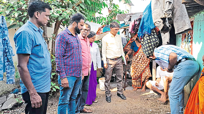 Health team inspecting suspected leprosy patients