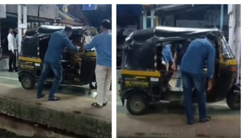 लोकल रेल्वे स्थानकावर रिक्षा सुसाट; व्हायरल होताच कारवाई