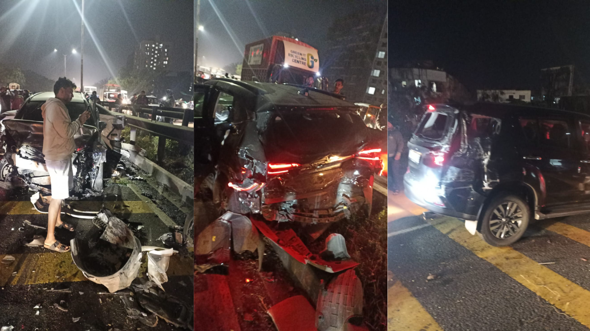या अपघातात गाड्यांचा अक्षरश: चुराडा झाल्याचे पाहायला मिळाले.