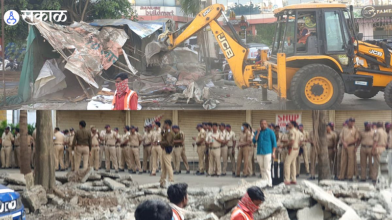Pune Navale bridge service road encroachment