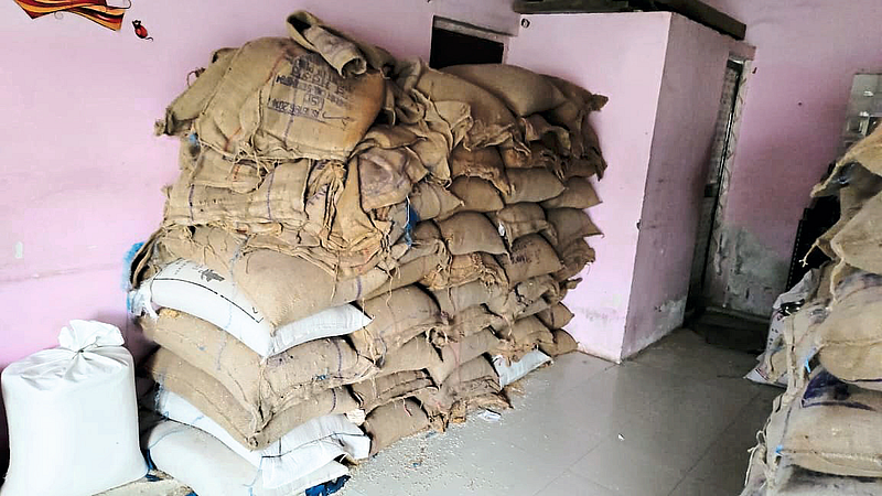 Bhusawal: Sacks of government ration rice found in a godown in Bharatnagar in the city