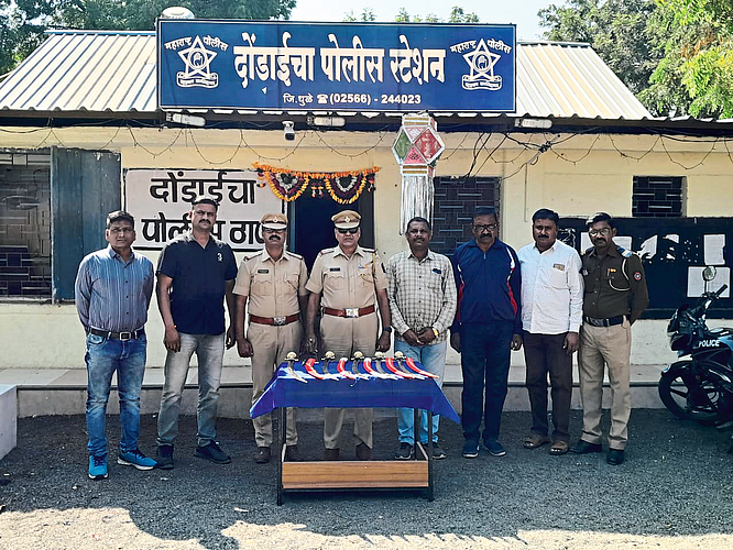 Police confiscated swords and police inspector Durgesh Tiwari along with the action team.