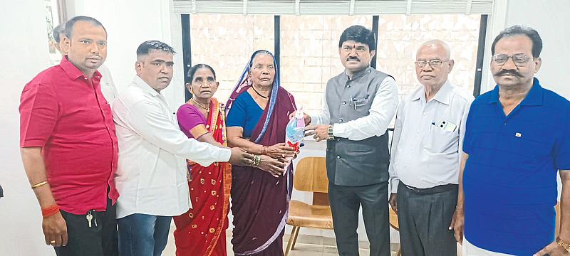 Tourists stranded in Malaysia present during MP Hemant Godse's visit on Thursday.