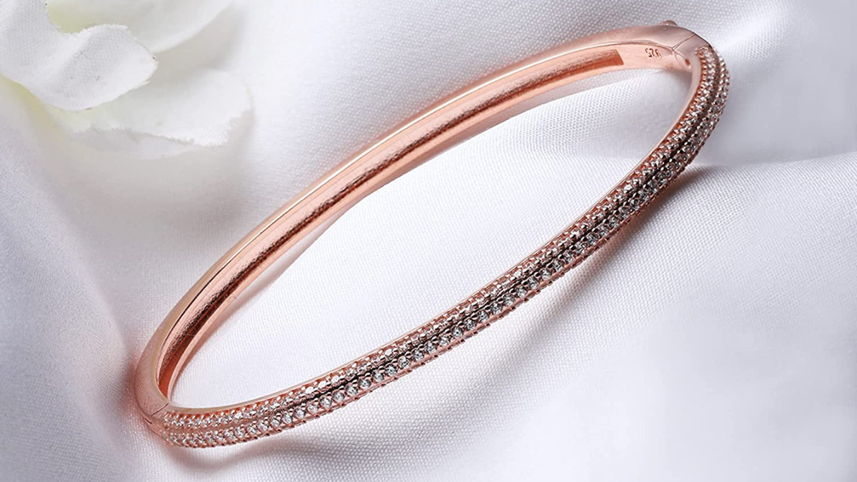 GIVA 925 Sterling Silver Rose Gold Bold Bangle Bracelet