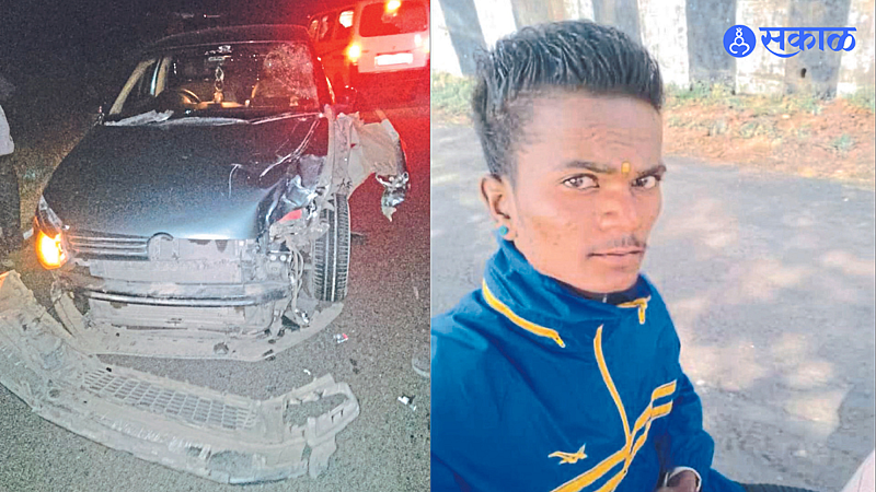Accidental four-wheeler and dead Prakash Barde in the second photo
