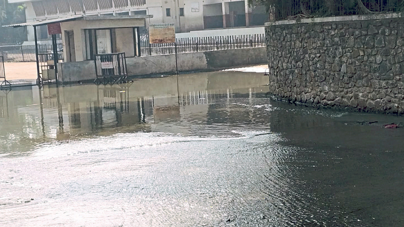 Drainage water in manjari market