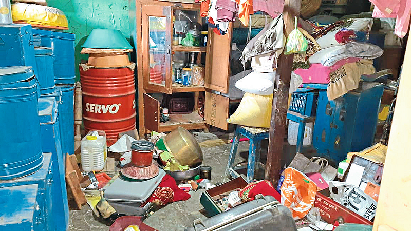 Thieves broke the cupboard in a closed house and threw away the material.