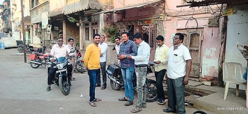 Farmers gathered near Datta Mandir in the city