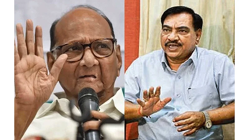 Bjp Leader Eknath Khadse Meets Ncp Chief Sharad Pawar At Delhi Residence