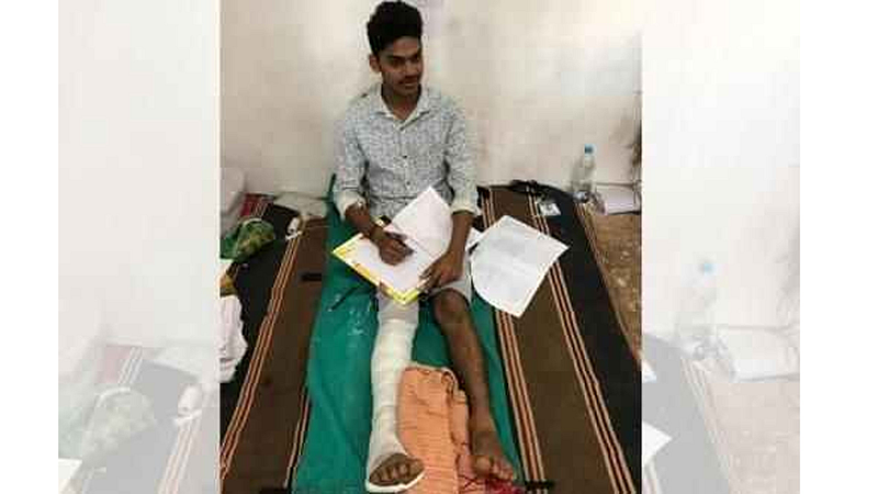 The student went to the exam center by ambulance
