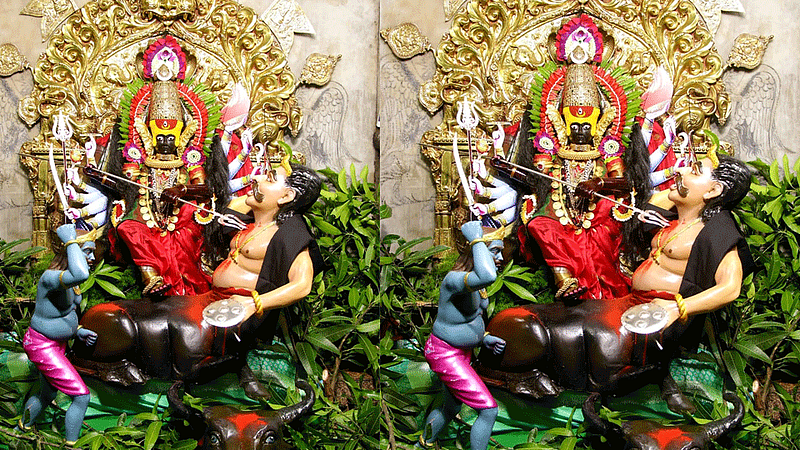 Worship of Ambabai as Mahishasurmardini