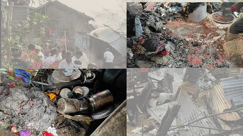house caught fire due to cylinder blast in girad of wardha