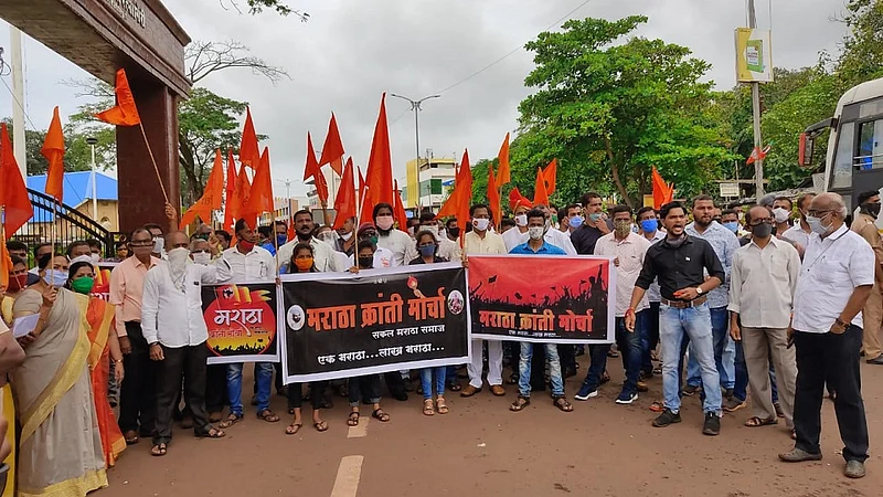 Agitation for Maratha reservation Announcing the entire Maratha community rushed to the Collector office for Maratha reservation