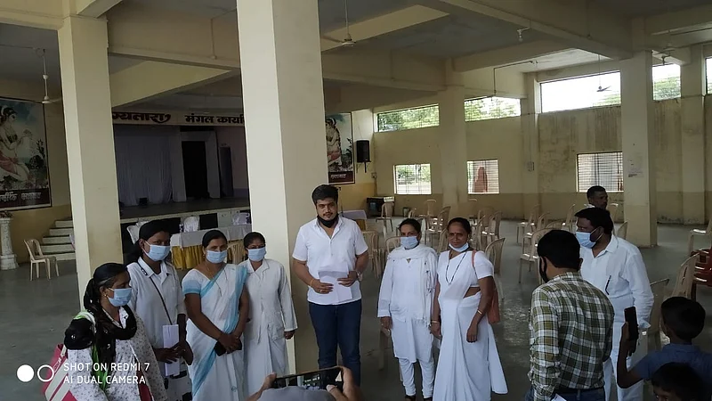 Karjat health workers demanded MLA Rohit Pawar