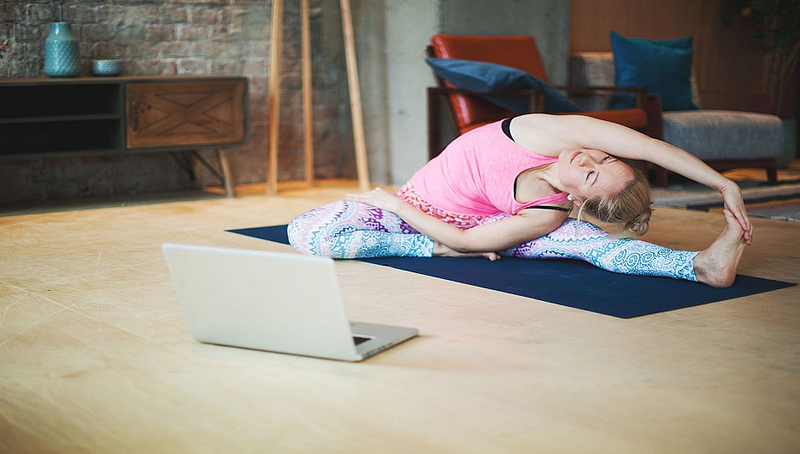 Do online yoga meditation at home to reduce stress