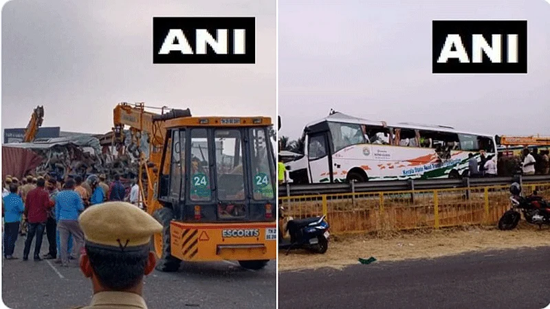 बस-ट्रकचा भीषण अपघात; 19 जणांचा मृत्यू