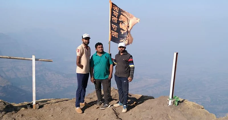 Welcoming the New Year Sunil Sachin and Palash from Akola have reached the pinnacle of Kalsubai