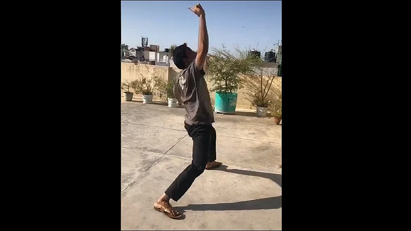 lockdown tiktok video of single player playing cricket