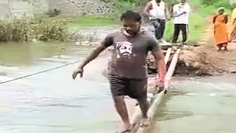 The bridge at Valvan was carried away