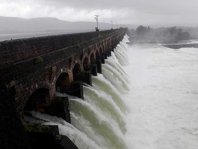 Bhatghar dam overflow and 17 gates of the dam