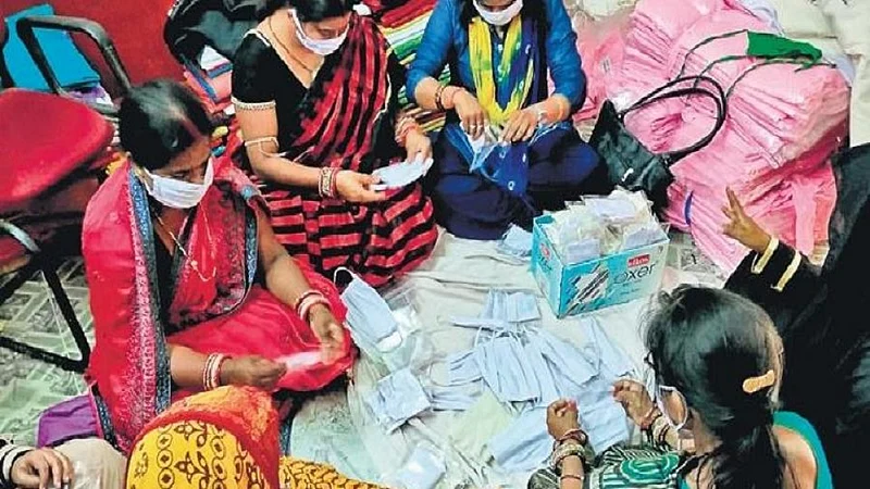 women making masks