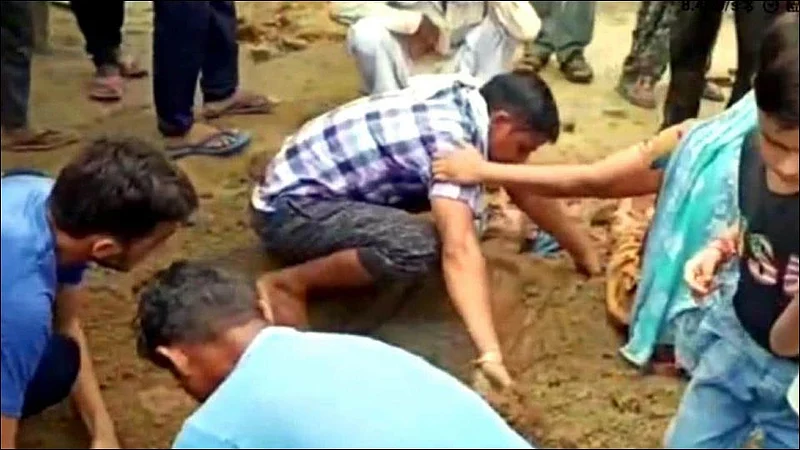bihar election labor minister vijay kumar sinha angry villages throw dung