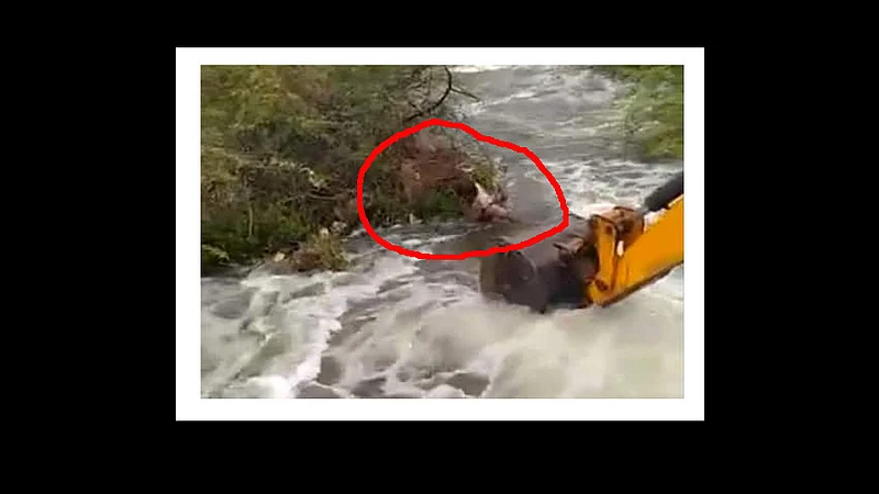 home guard soldier save dog life from water at telangana video viral