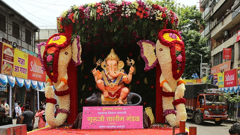 procession of Guruji Talim Ganpati in Ganesh Festival 2019