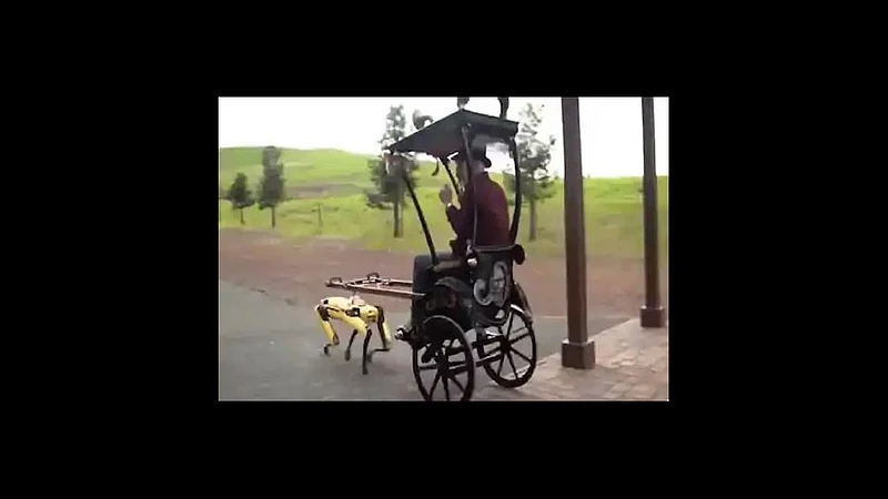 robot pulling a rickshaw video viral