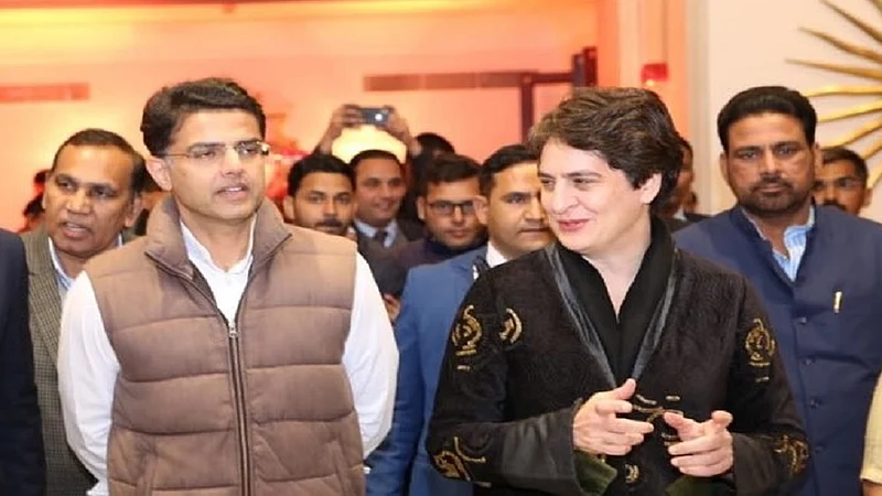 sachin pilot with priyanka gandhi