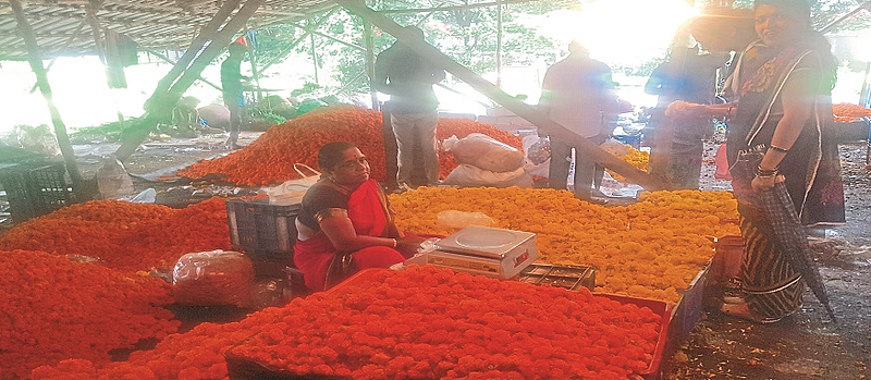 कल्याण फूलबाजार रंगीबेरंगी फुलांनी सजला