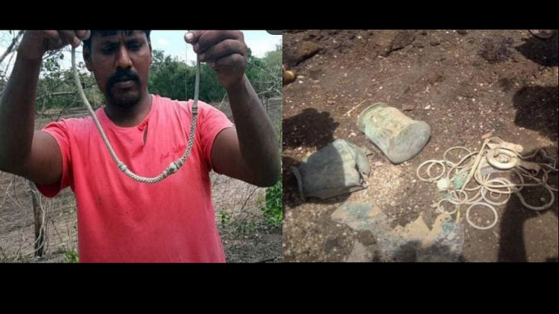 farmer finds pots filled with gold, silver ornaments while tilling his land in telangana