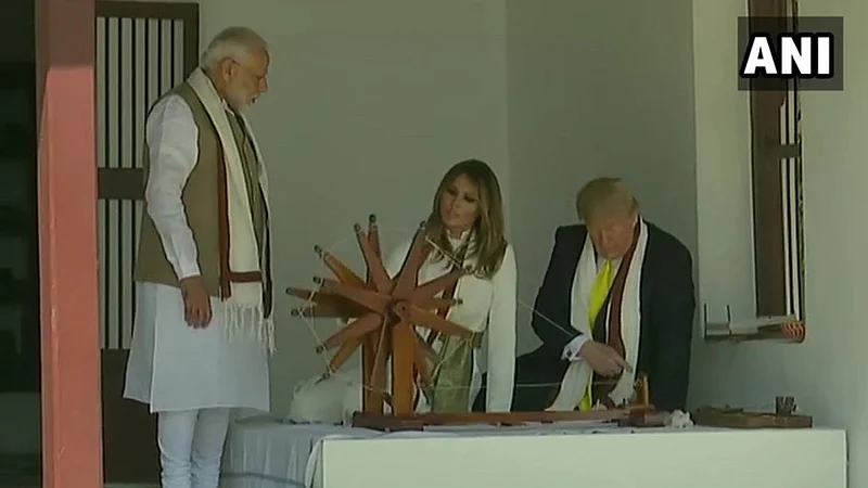 US President Donald Trump and First Lady Melania Trump arrive in Ahmedabad