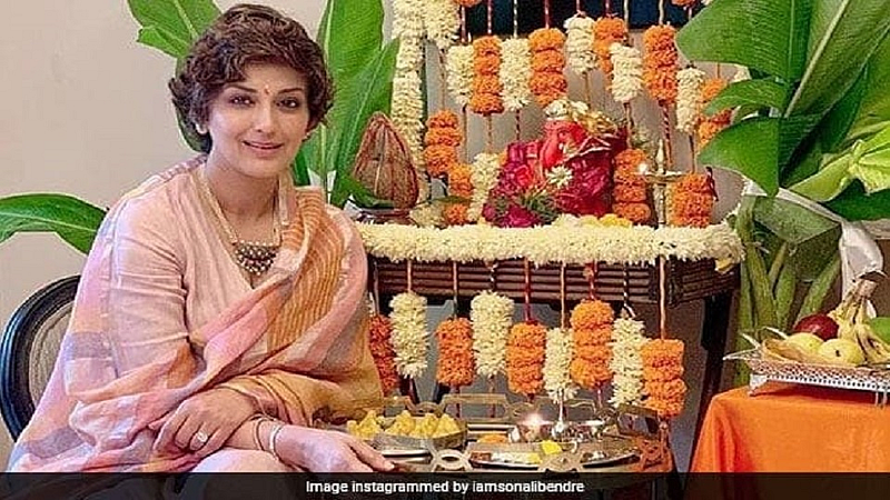 sonali bendre celebrating eco-friendly ganpati