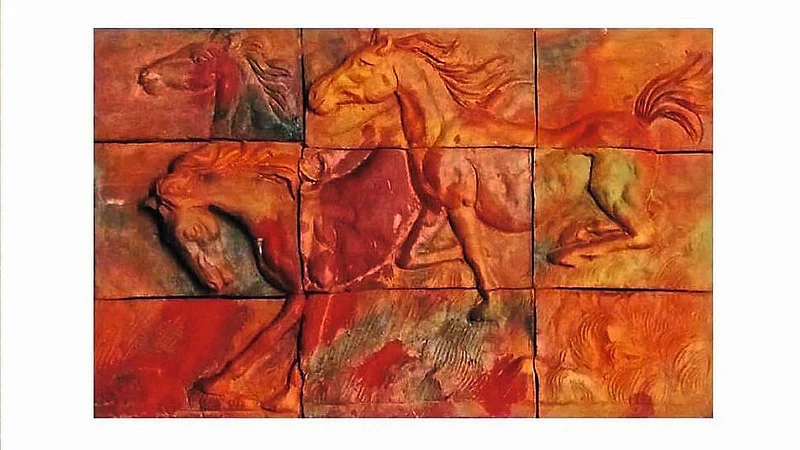 Modern Wall Murals Made From Traditional Art With Red Clay Of Konkan