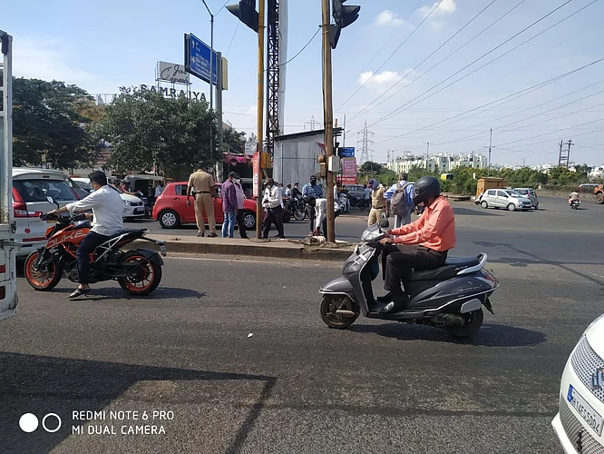 A senior woman met with an accident on Pune-Nashik highway at Raje Shivchhatrapati Chowk in Moshi Authority.jpg