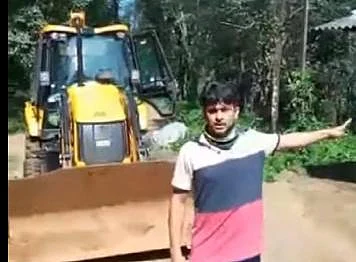 As there was no marriage in Kerala the young man climbed JCB