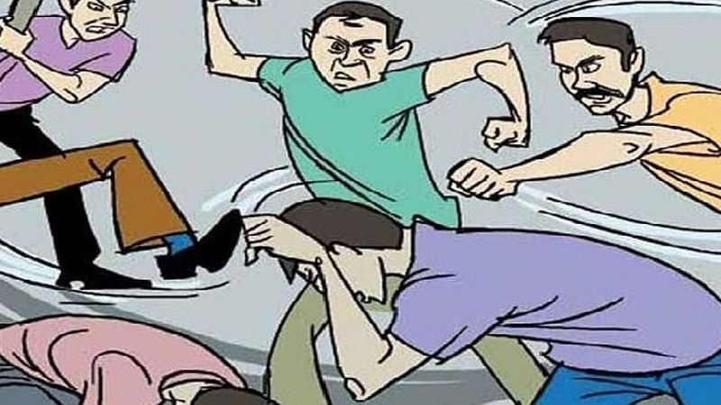 fighting in two groups