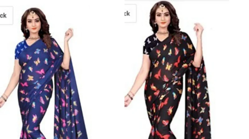 women saree in butterfly design