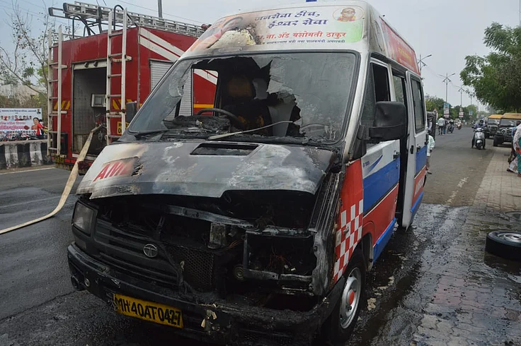 The ambulance caught fire Amravati crime news