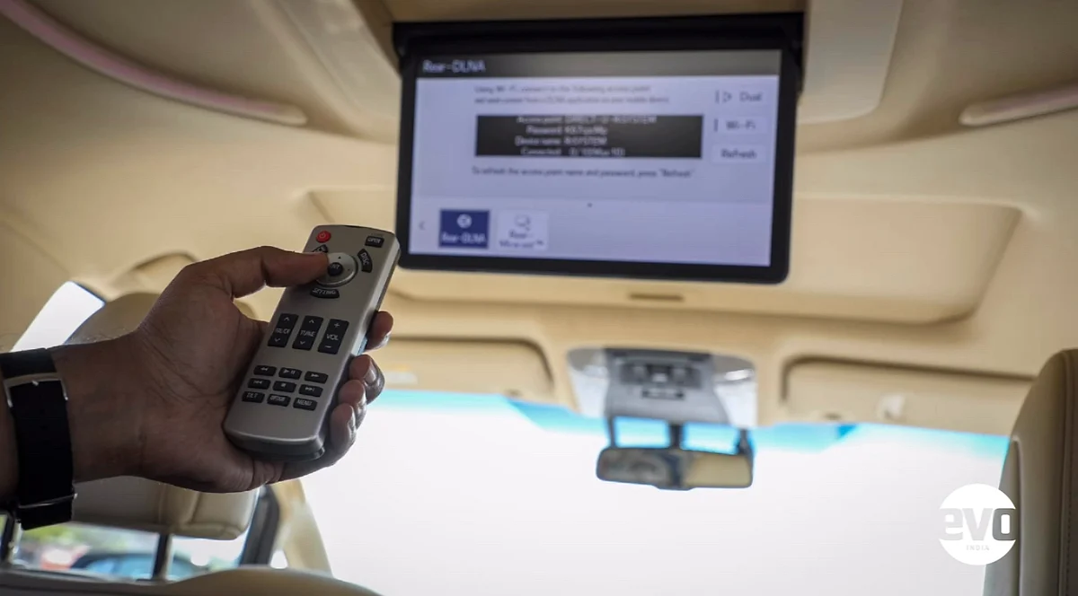 TV flips down from the roof and cast stuff from your phone.