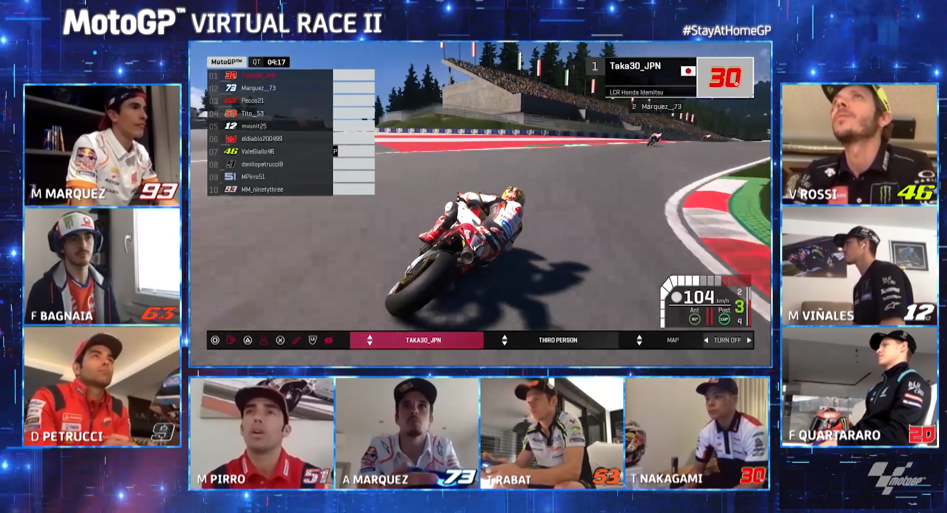 Riders during qualifying at the #StayAtHomeGP