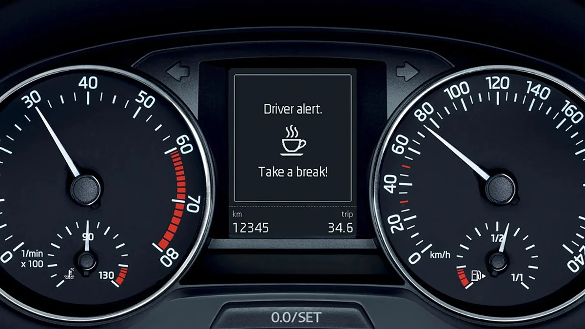 Incidents like sudden deceleration or straying sideways across the lane are detected and the system in the car issues alerts to take a break.