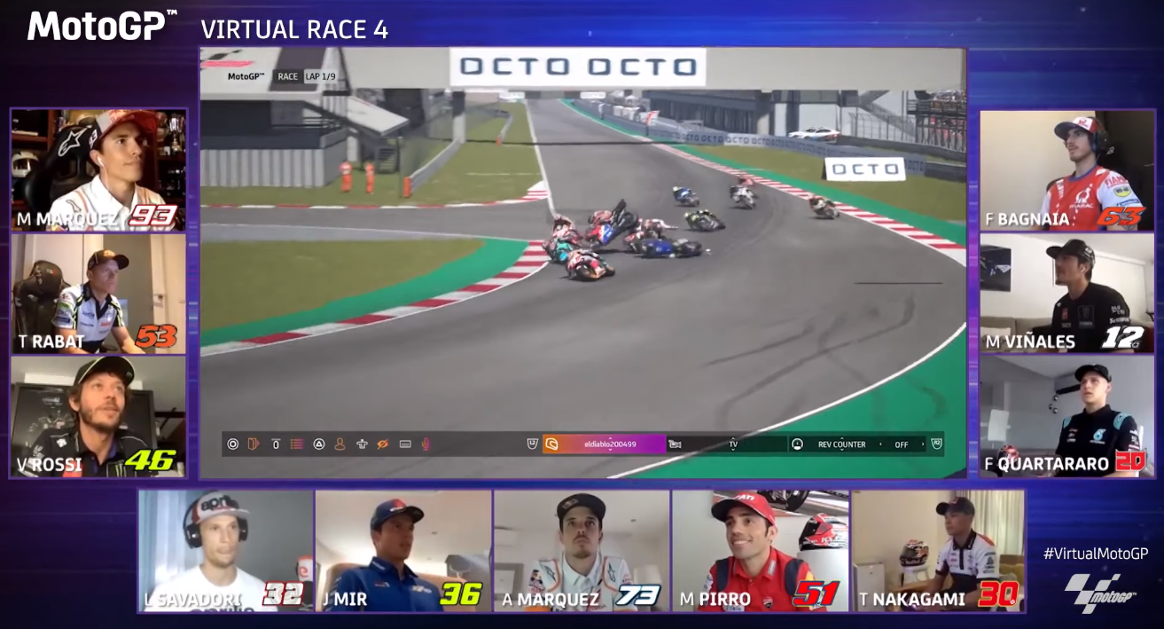 Chaos ensues in Lap 1 Corner 1