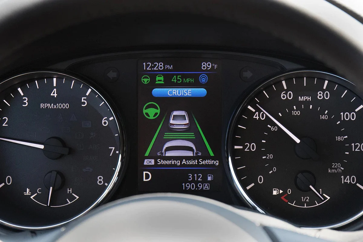 A sensor detects the markings on the roads and issues continuous warnings to the driver when he/she is merging into another lane without proper indications.