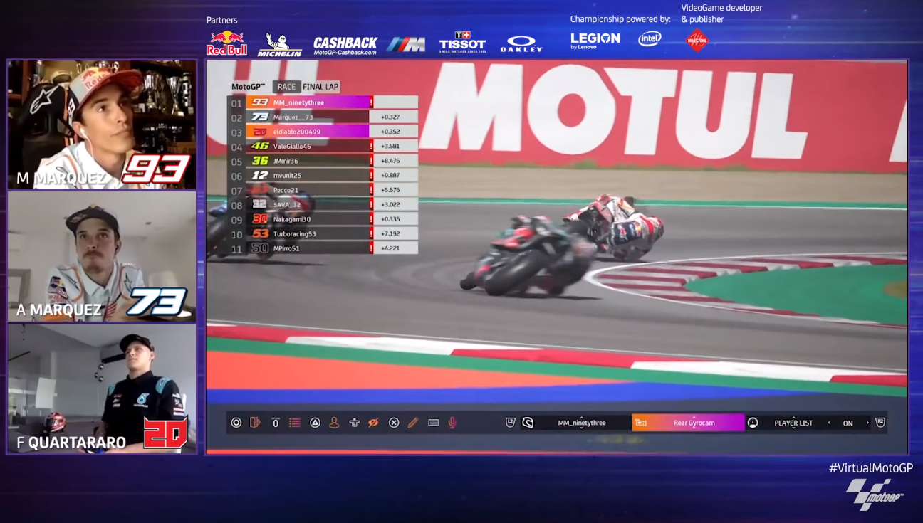 Tension writ large on the faces of Marc Marquez, Alex Marquez and Fabio Quartararo