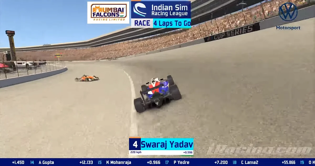 Karan Kowshik spins out in the main Oval section of the Texas Speedway