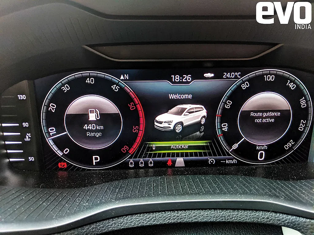 Skoda Karoq cluster displays a message warning of driver fatigue